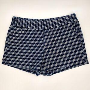 J.Crew Factory Women's Blue White Cube Print Pull-on Shorts